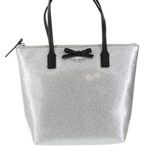 Kate Spade Silver Glitter Jeralyn Tote
